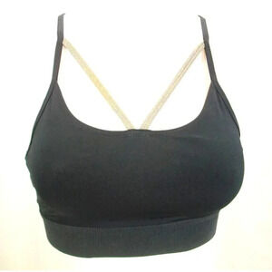 XS X-SMALL Champion C9 N9537 Strappy Front Wire Free Sports Bra Black & Gold NWT